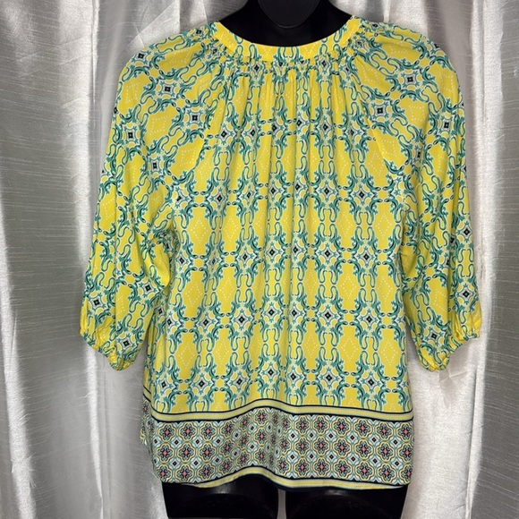 Crown & Ivy Curvy The Icon Yellow Cayo Coco Signature Women’s 1X 3/4 Sleeve - Picture 5 of 7